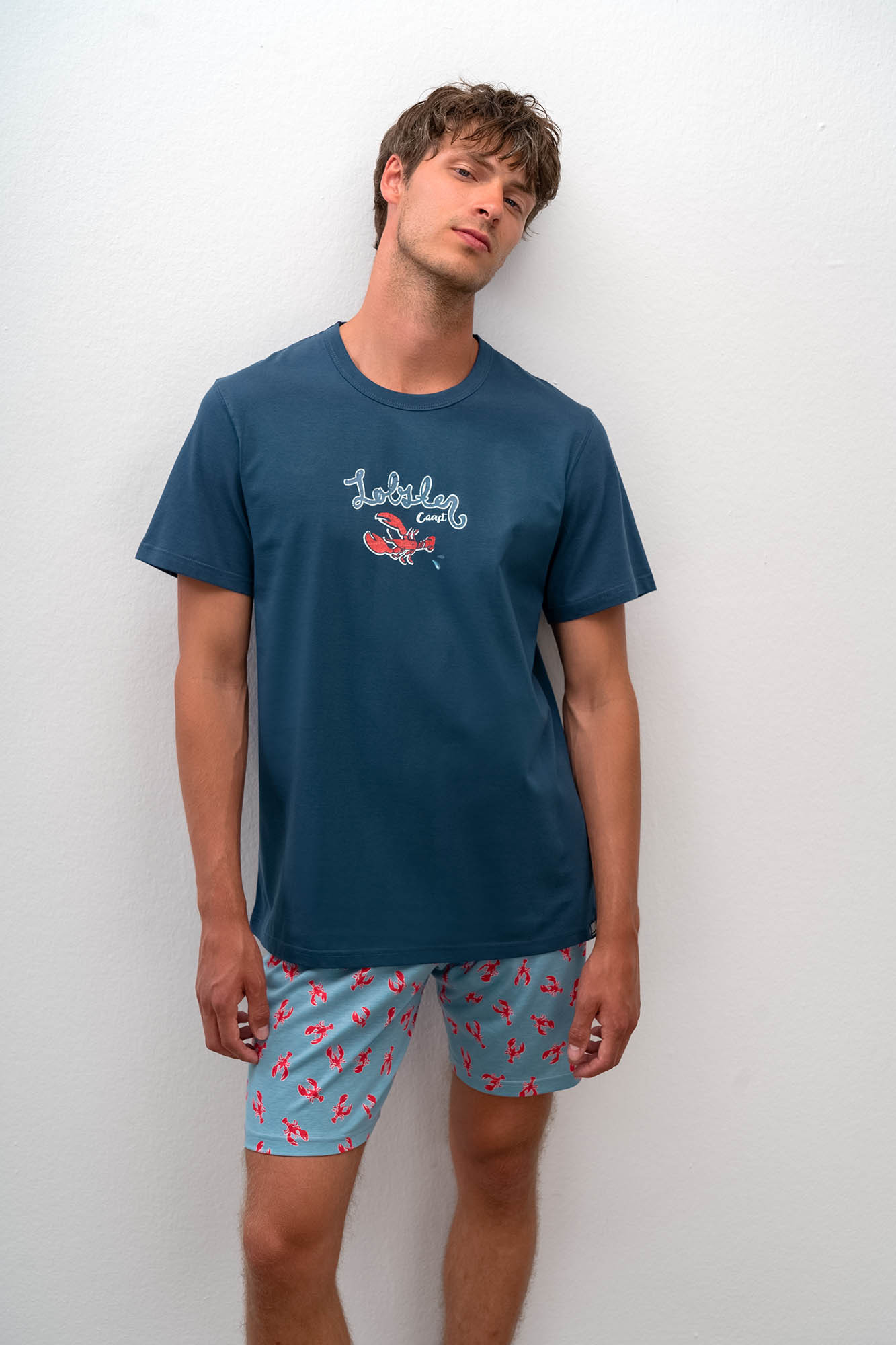 Vamp - Pohodlné dvoudílné pánské pyžamo 16610 - Vamp Barva: blue marine, Velikost: M