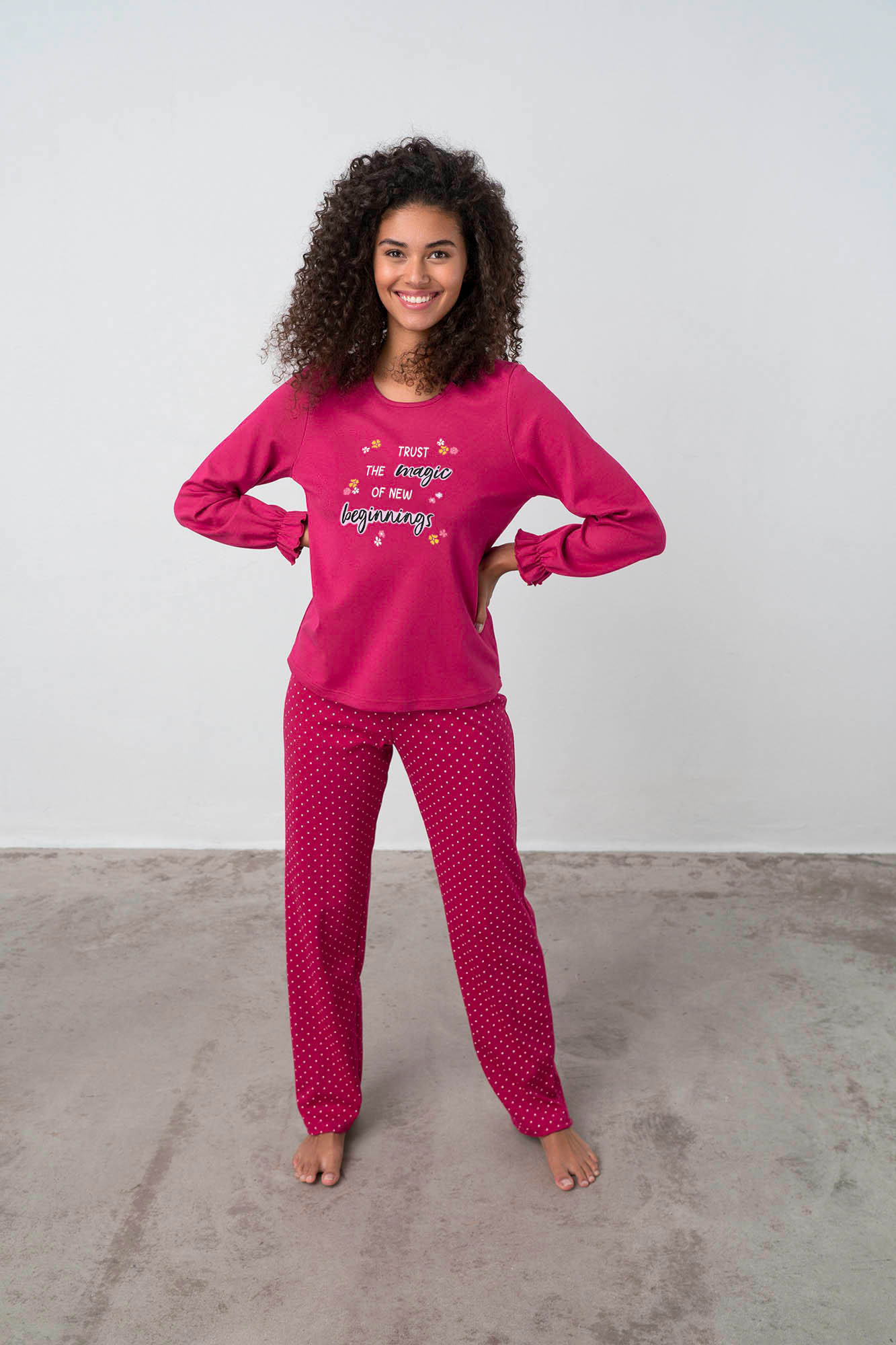 Vamp - Dvoudílné dámské pyžamo - Macy 17448 - Vamp Barva: red cerise, Velikost: XL