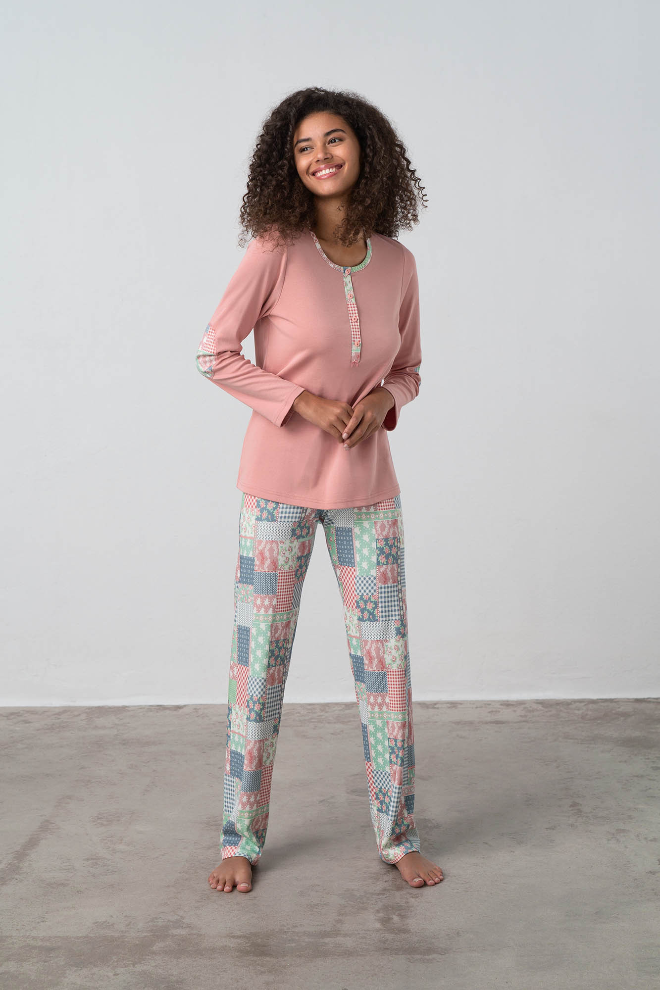 Vamp - Dvoudílné dámské pyžamo - Gil 17522 - Vamp Barva: pink tan, Velikost: XL