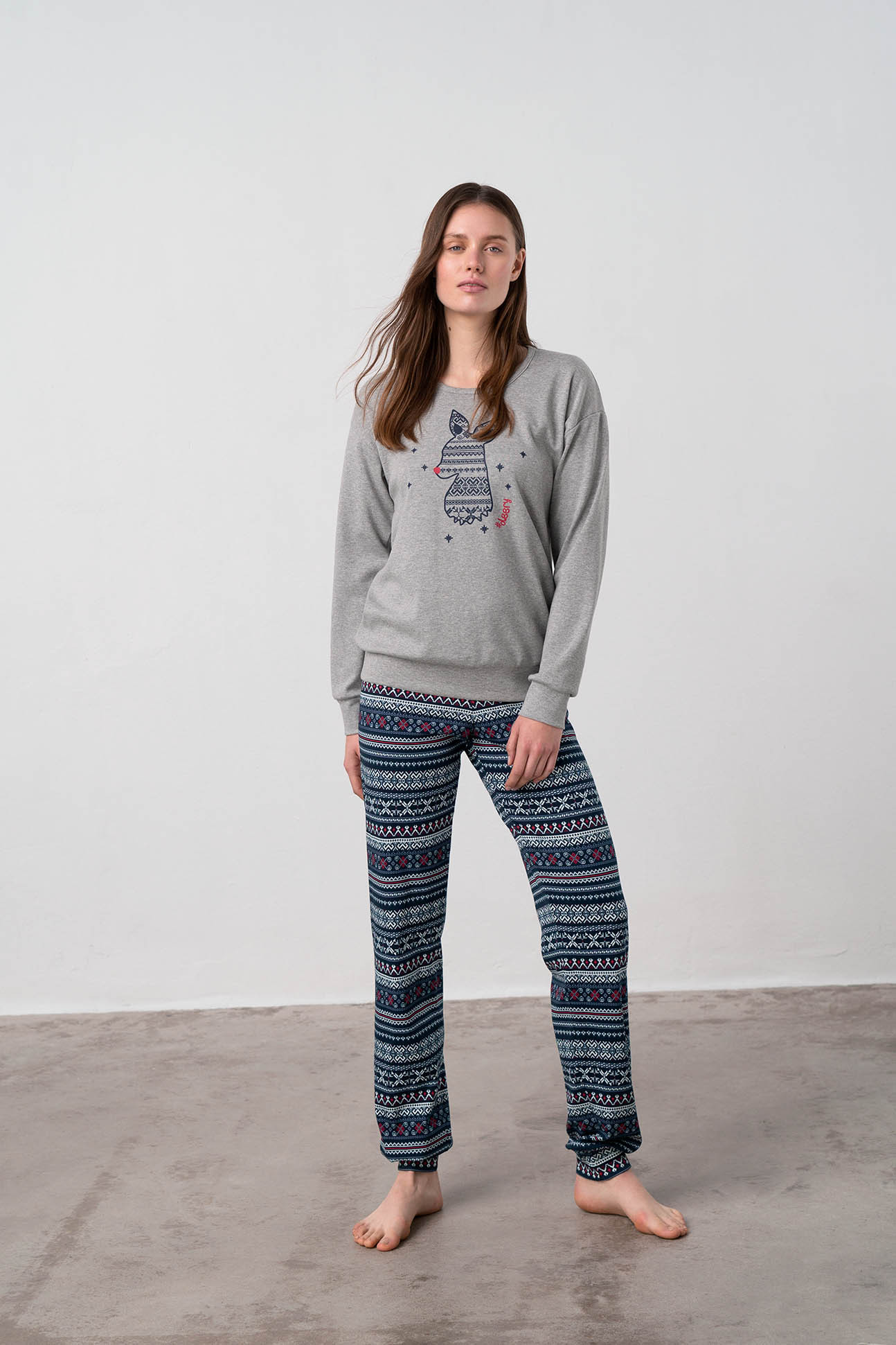 Dvoudílné dámské pyžamo model 17659682 - Vamp Barva: gray melange, Velikost: S