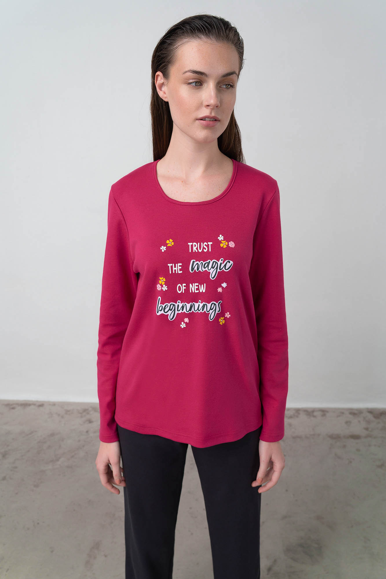 Vamp - Pohodlné dámské pyžamo 17592 - Vamp red cerise M