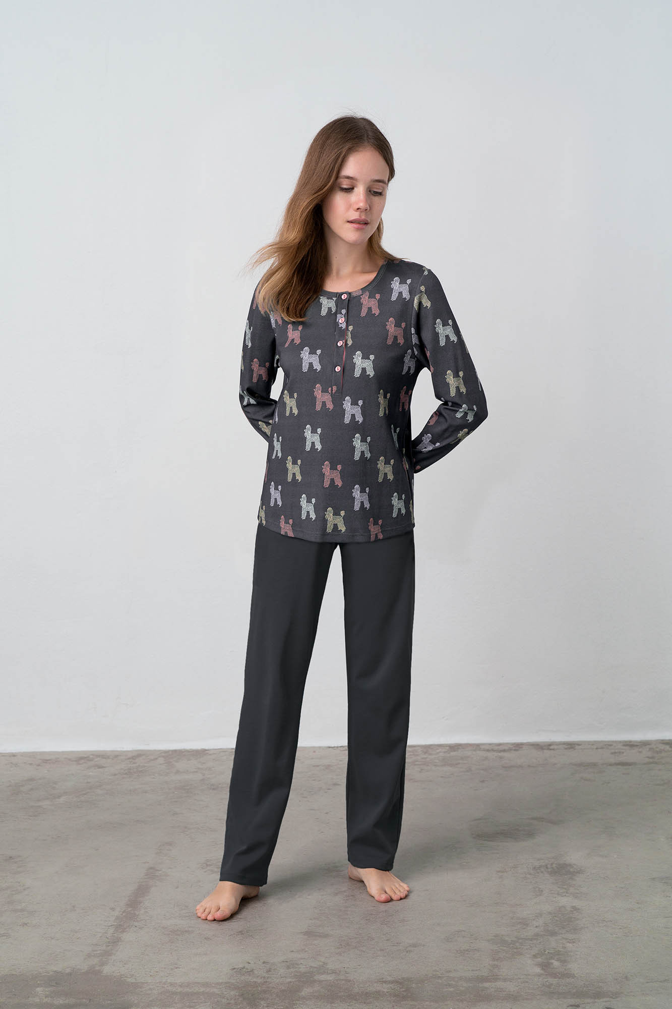 Vamp - Dvoudílné dámské pyžamo 17931 - Vamp Barva: dark gray, Velikost: M