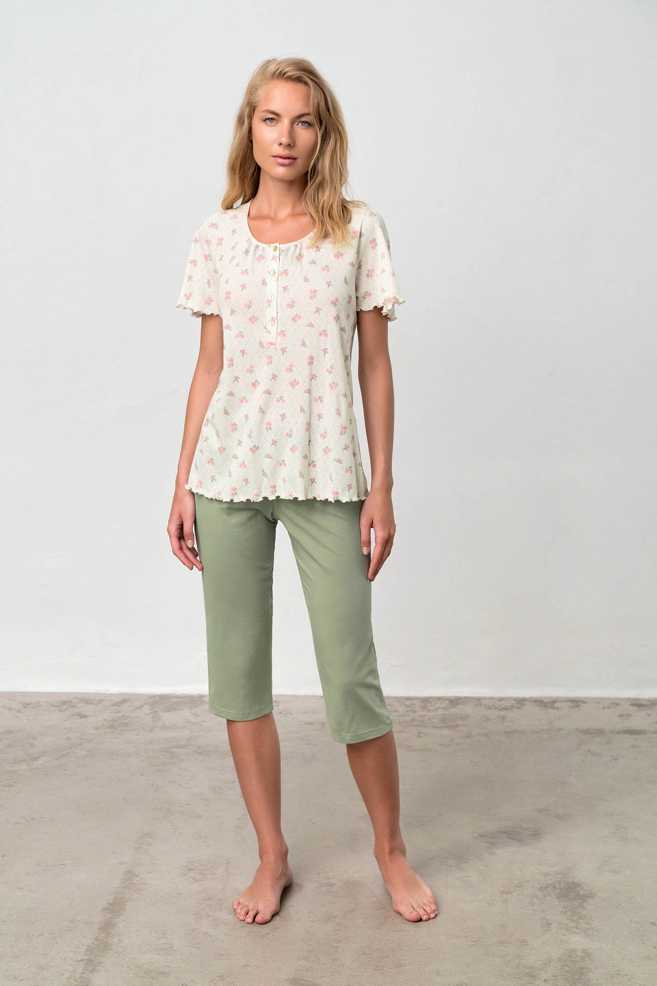 Vamp - Dvoudílné dámské pyžamo – Florette 18075 - Vamp Barva: green tea, Velikost: XL