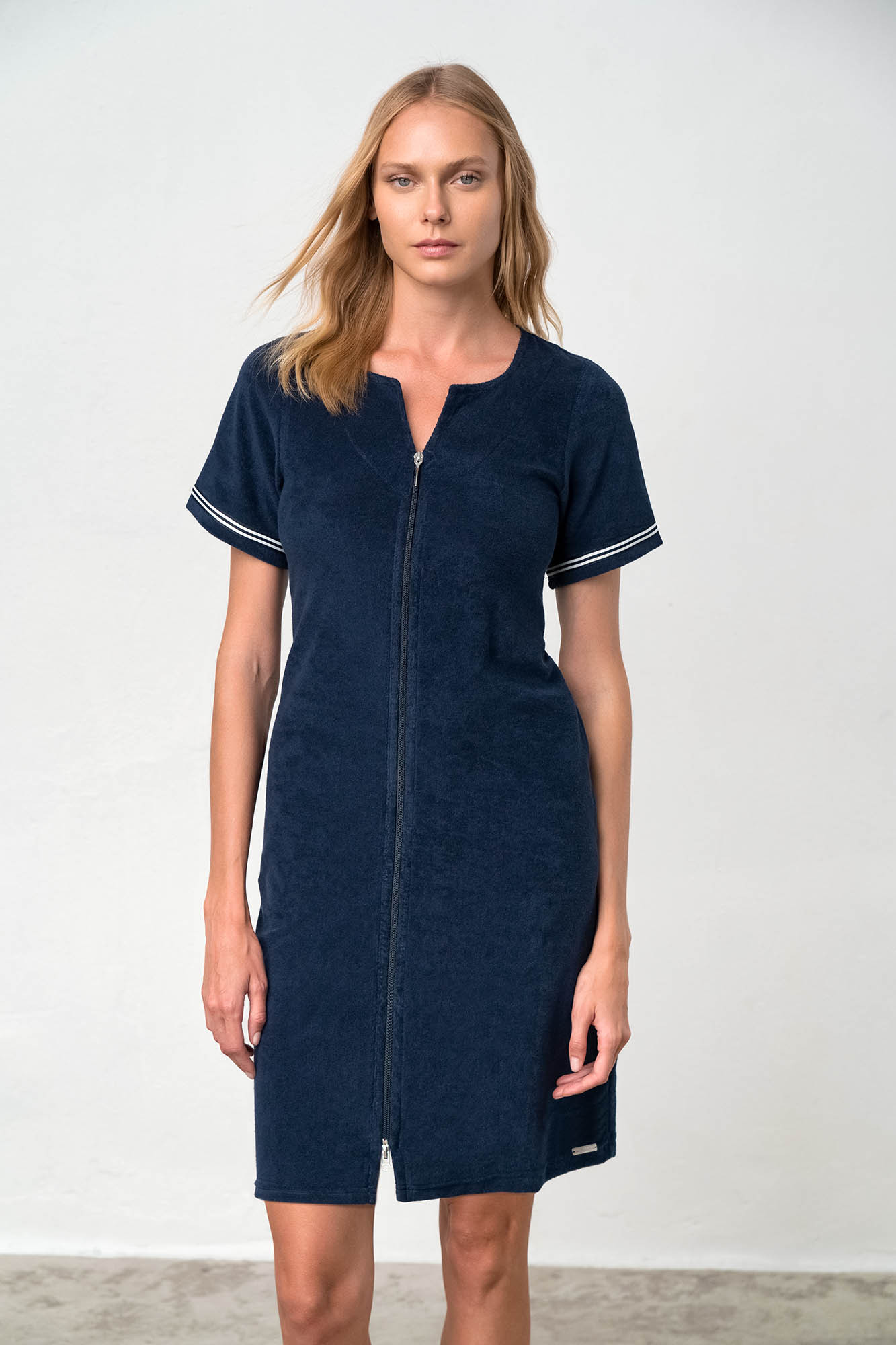 Vamp - Celopropínací froté šaty – Jenny 18351 - Vamp Barva: blue, Velikost: S
