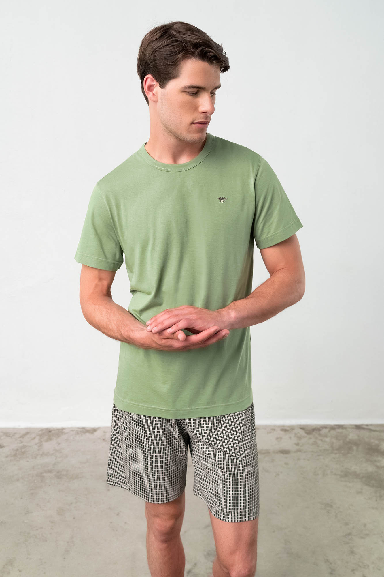 Pohodlné dvoudílné pánské pyžamo model 18363675 - Vamp Barva: green oil, Velikost: M