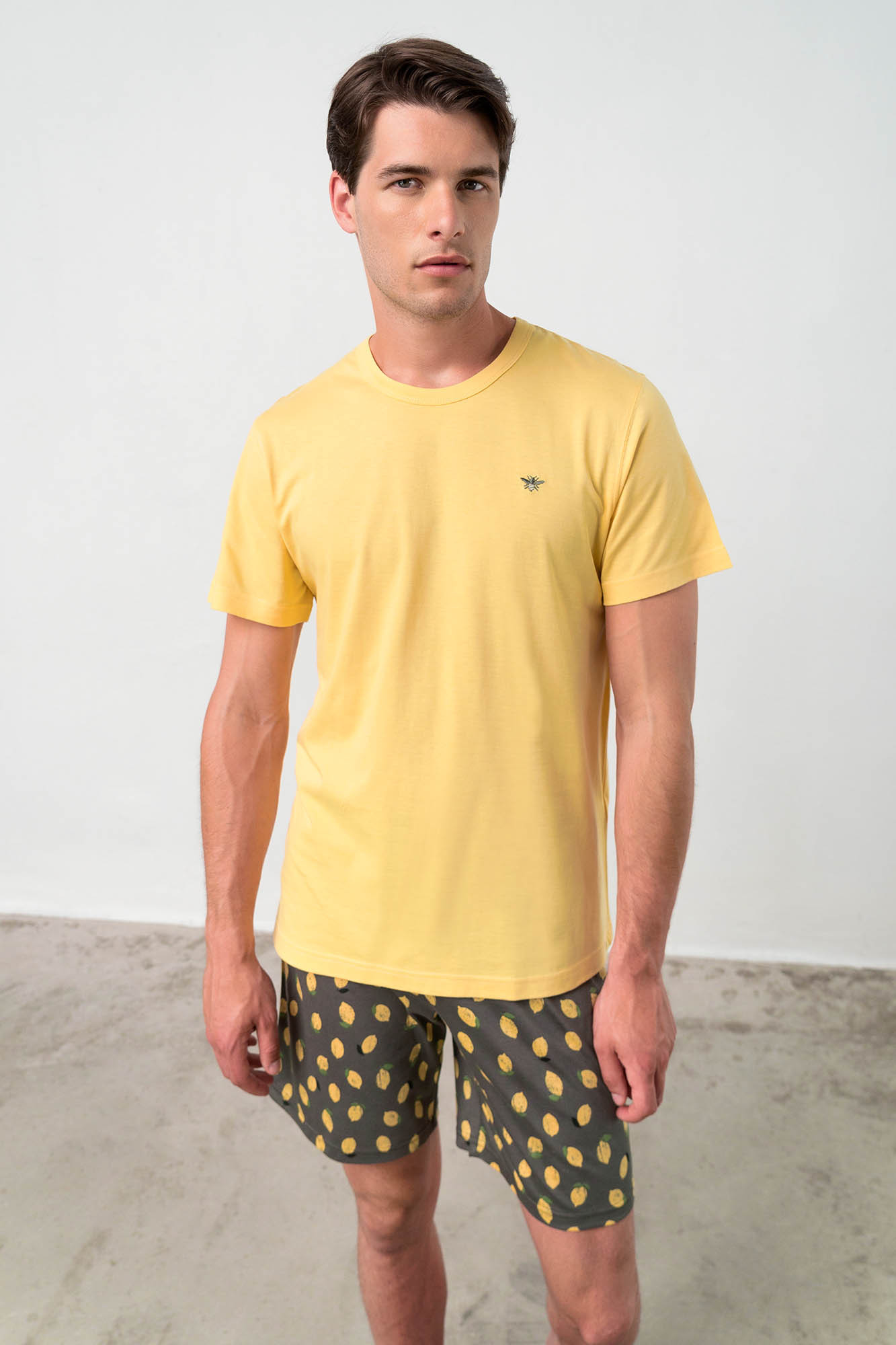 Vamp - Dvoudílné pánské pyžamo 18610 - Vamp yellow pollen xl