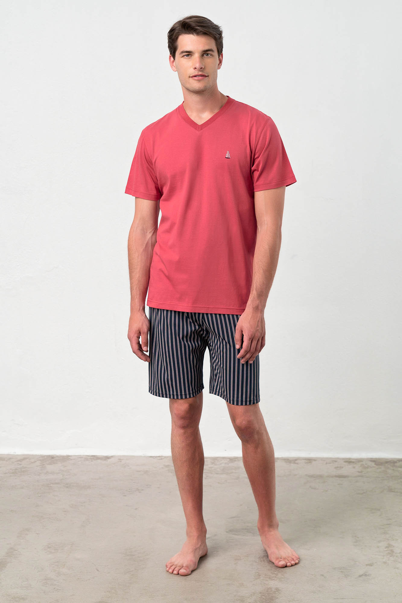 Vamp - Dvoudílné pánské pyžamo 18620 - Vamp Barva: red pepper, Velikost: L