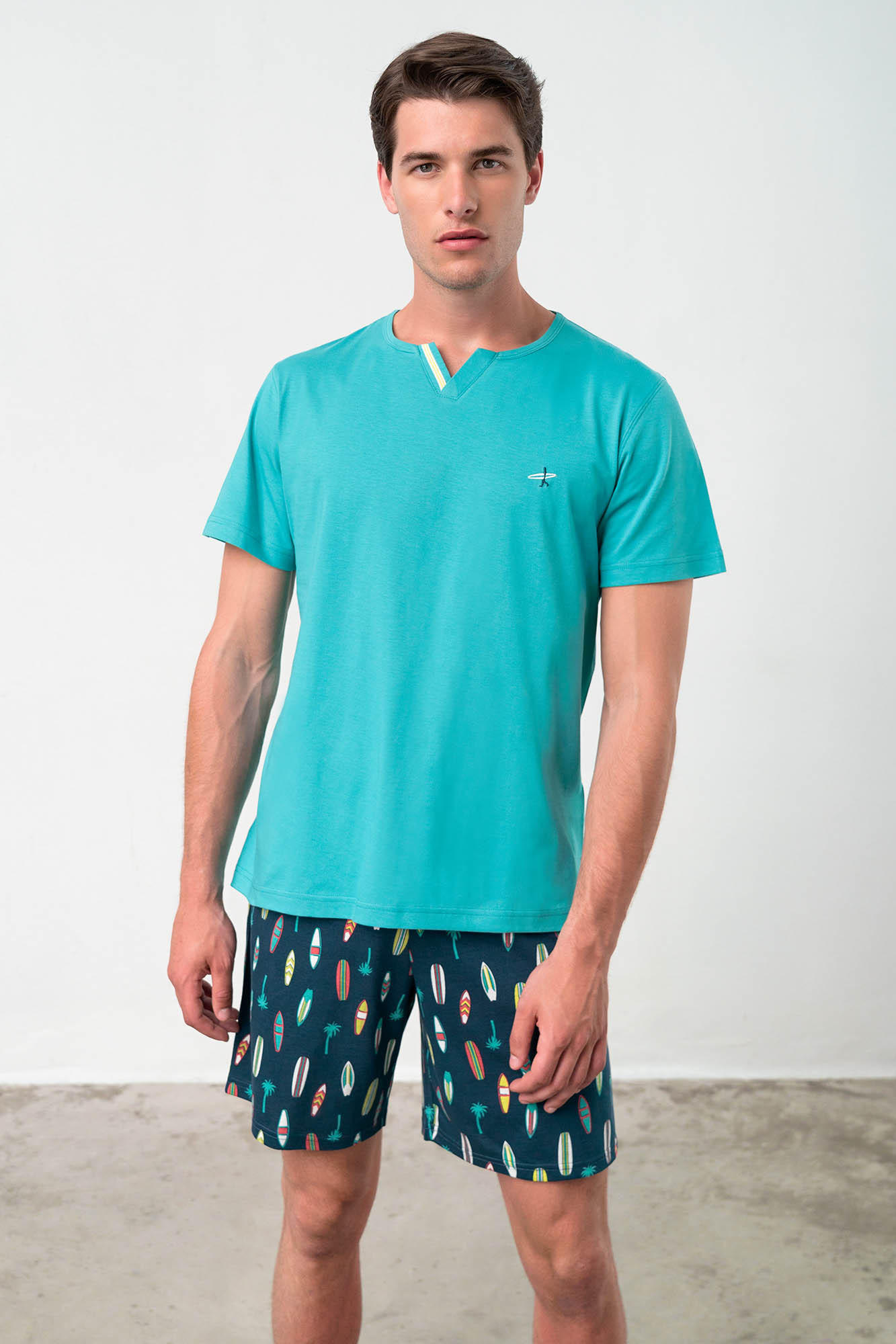Vamp - Dvoudílné pánské pyžamo 18701 - Vamp Barva: sea baltic, Velikost: XXL