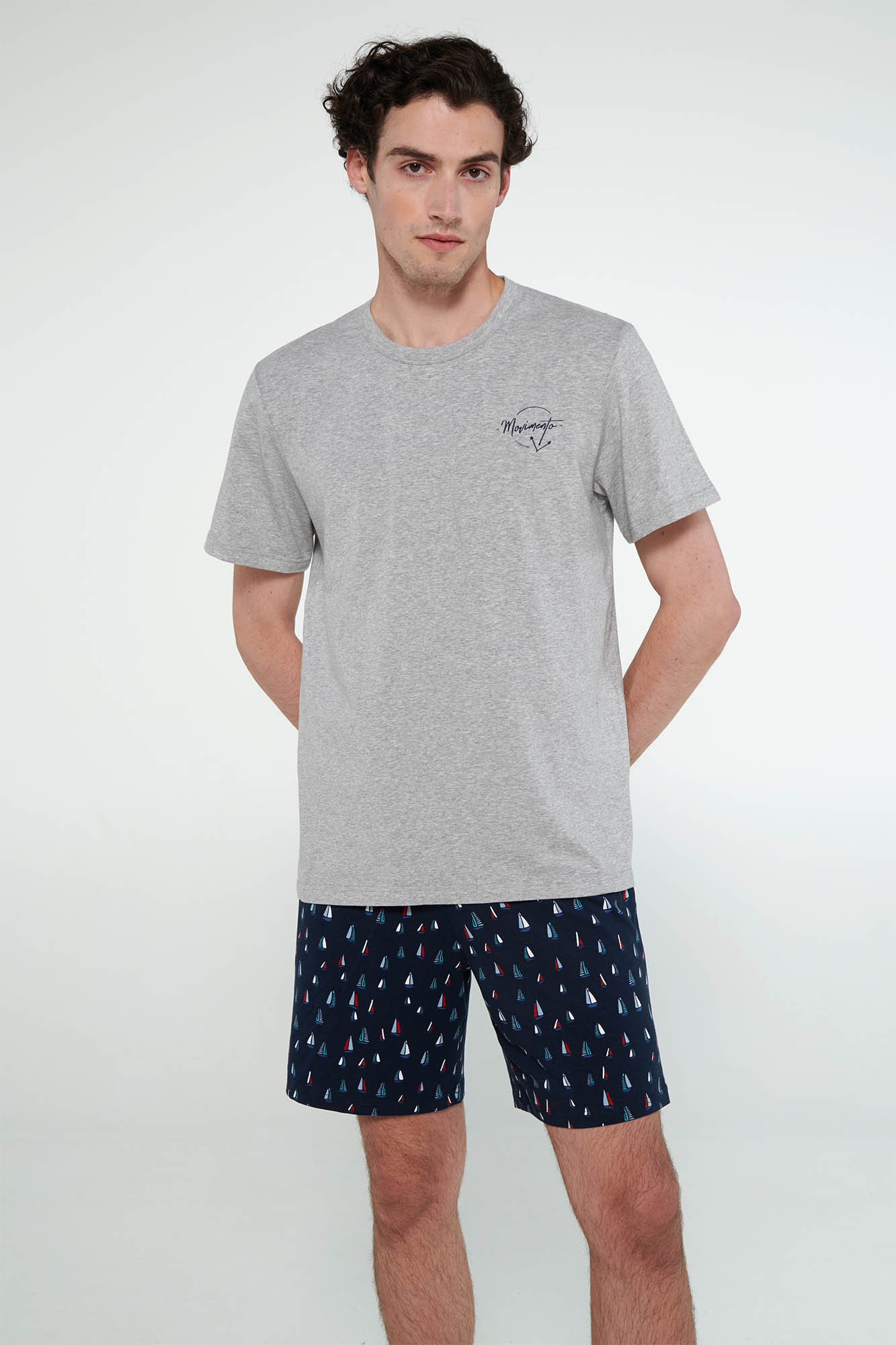 Vamp - Dvoudílné pánské pyžamo 20910 - Vamp gray melange XL