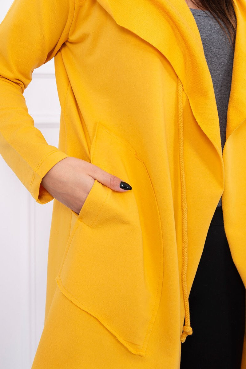 Volná bunda s kapucí v hořčicové barvě UNI