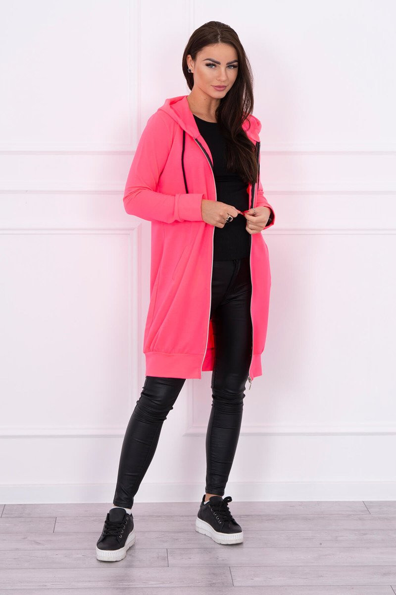 Šaty s kapucí mikina růžová neonová UNI