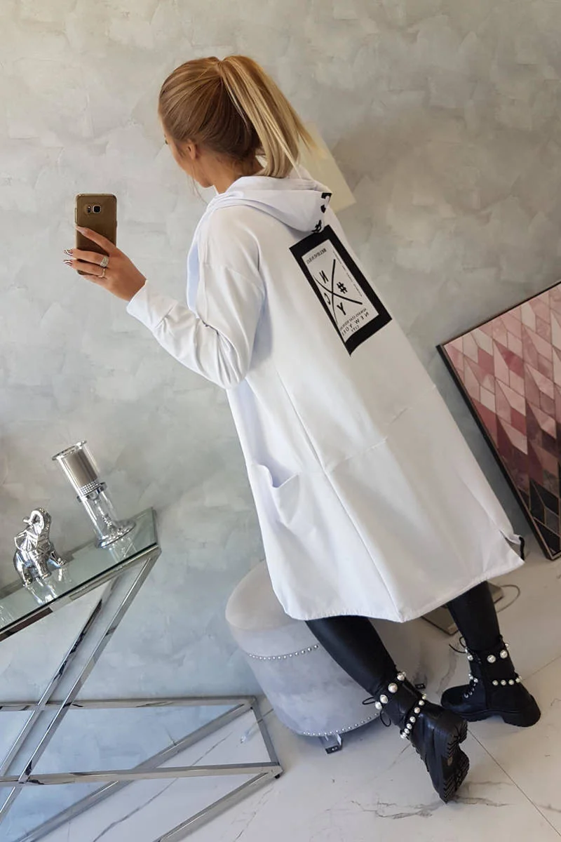 Pláštěnka s kapucí oversize bílá UNI (obrázek 3)