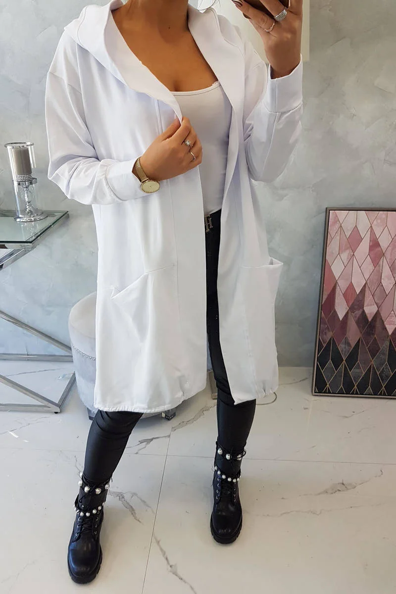 Pláštěnka s kapucí oversize bílá UNI (obrázek 7)