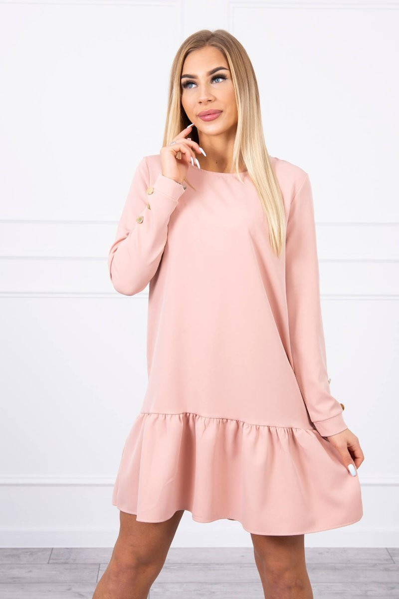 Šaty s volánem pudrově růžové UNI