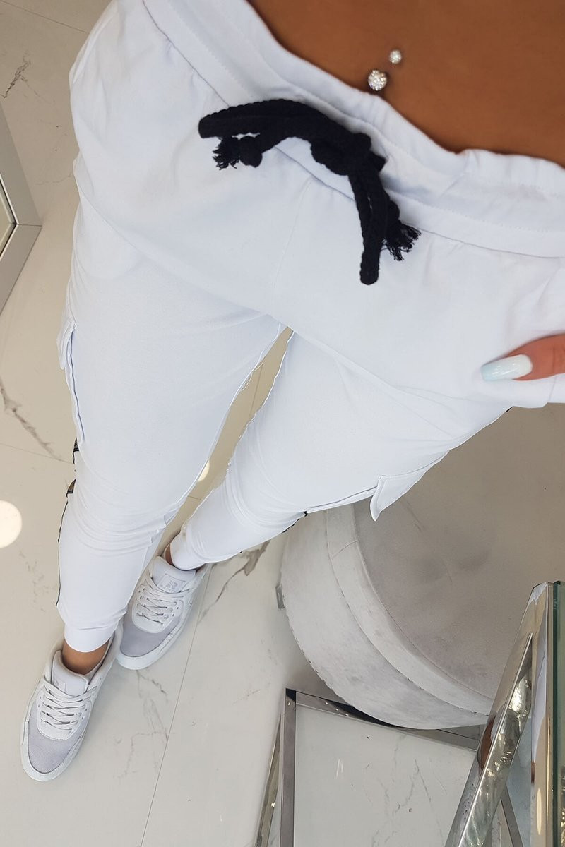 Bílé nákladní kalhoty UNI