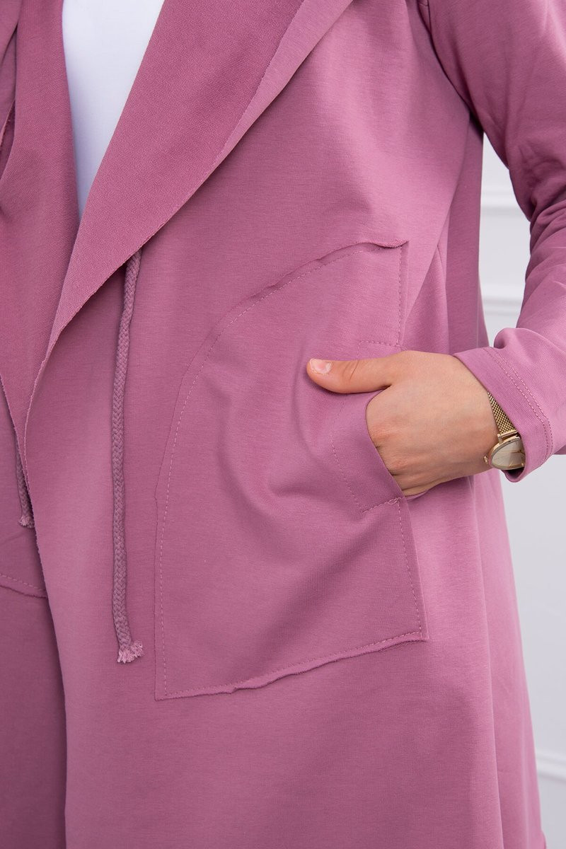 Volná bunda s kapucí tmavě růžová UNI