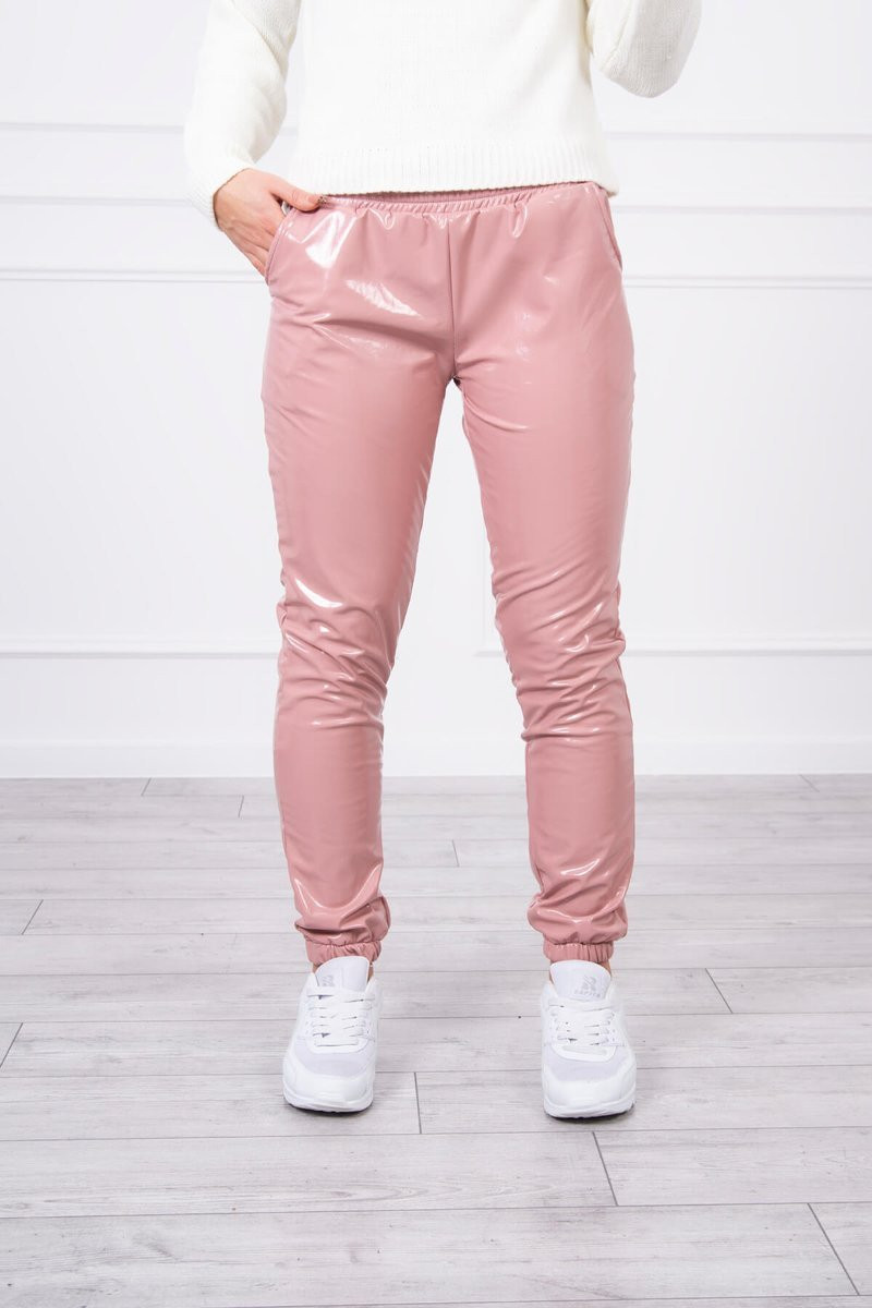 Dvouvrstvé velurové kalhoty tmavě růžové S/M