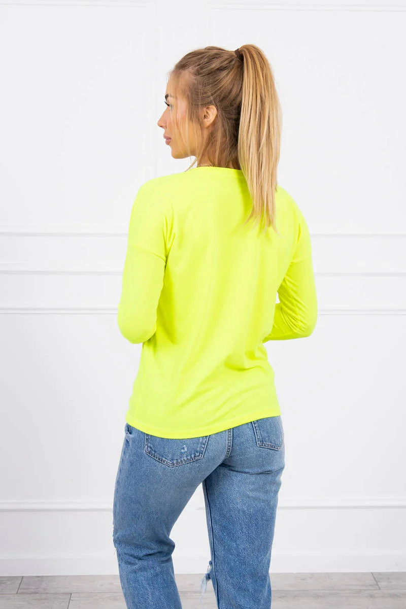 Blúzka s výstrihom do V žltá neónová UNI