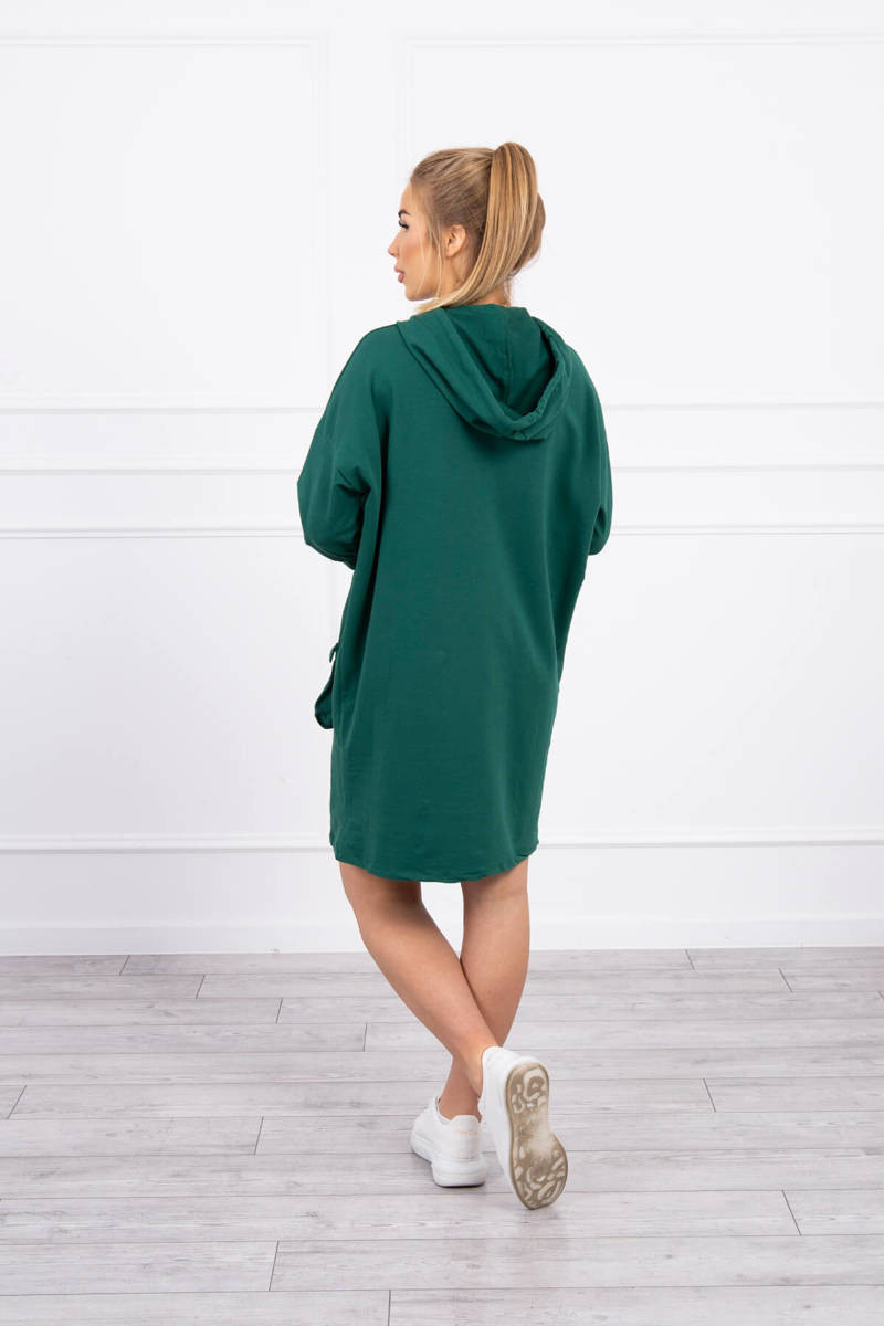 Šaty s kapucí tmavě zelené UNI