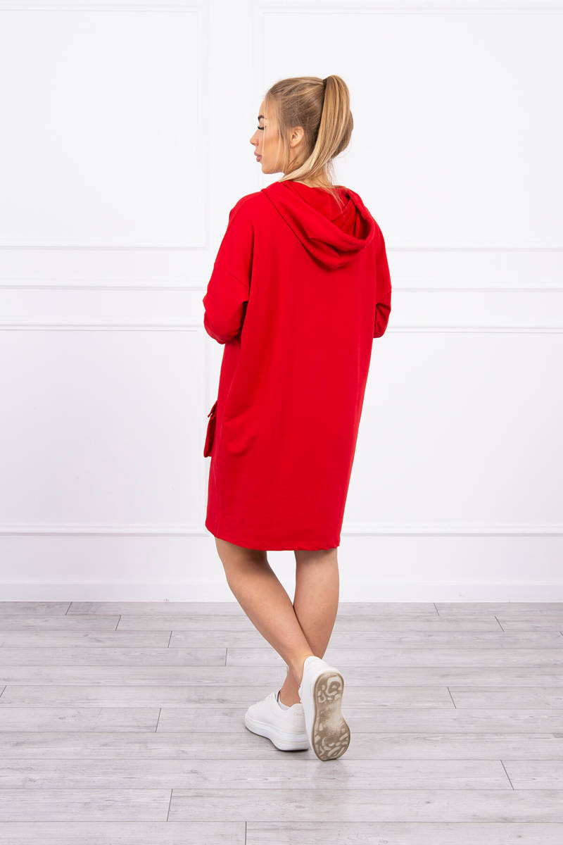 Šaty s kapucí v červené barvě UNI