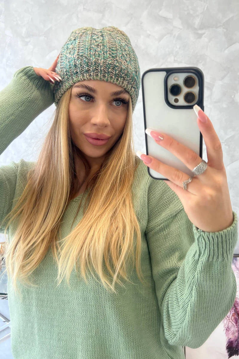 Fleecová čiapka Melisa K241 tyrkysová+zelená UNI