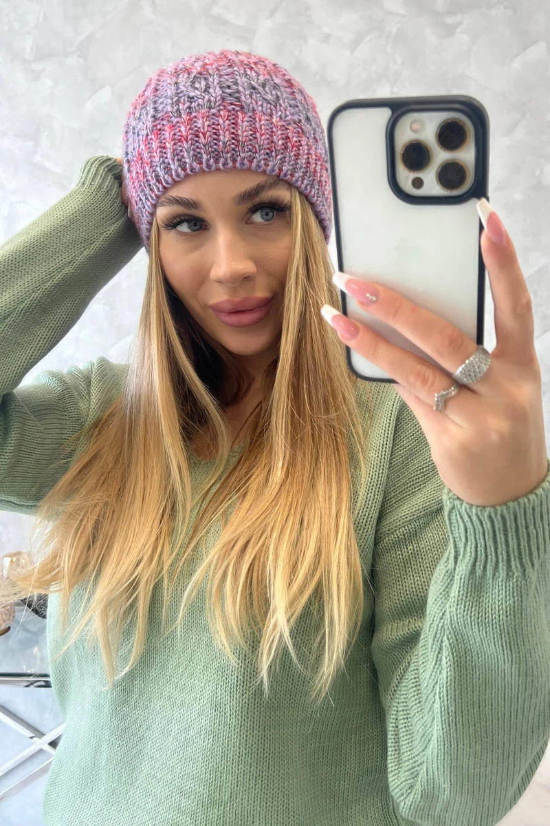 Fleecová čiapka Melisa K241 fialová+červená UNI