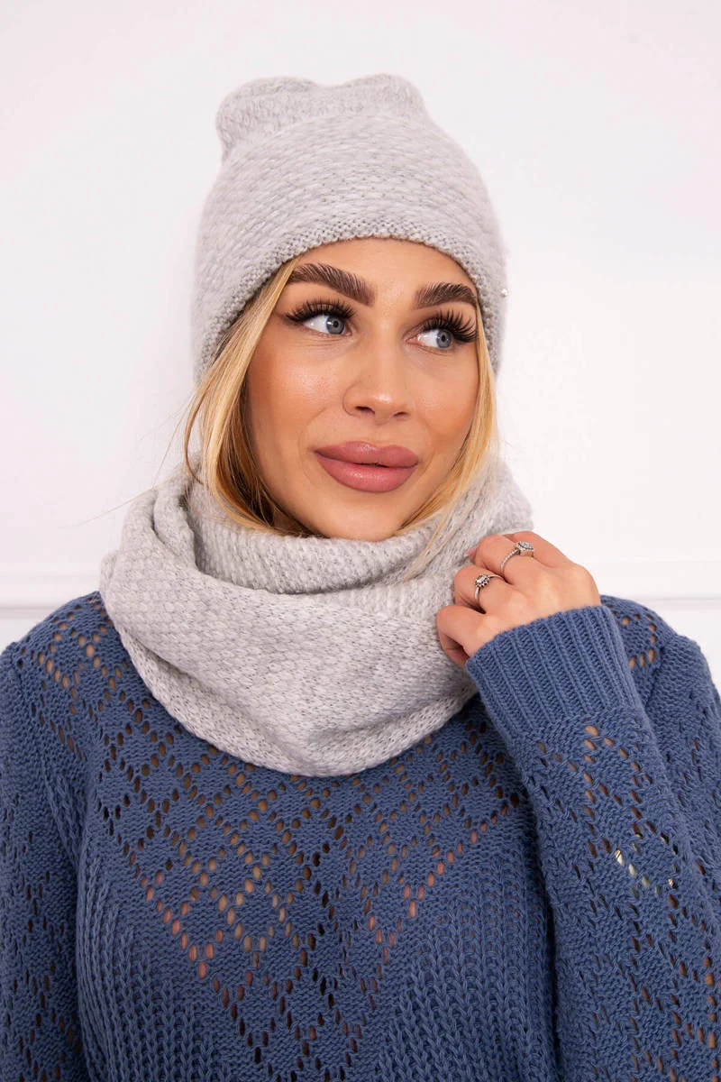 Dámska súprava s mohérom Pearl P101 svetlo šedá UNI