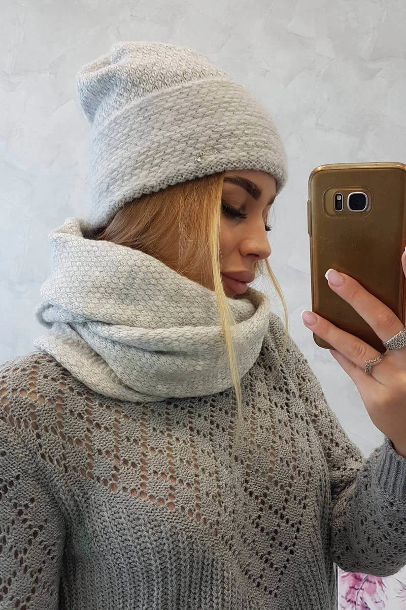 Dámska súprava s mohérom Pearl P101 svetlo šedá UNI