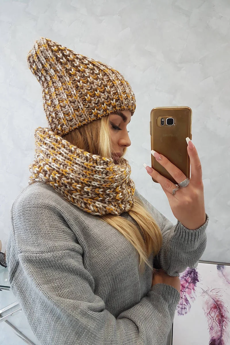 Dámska fleecová súprava Merry K202 hnedá + horčicová UNI