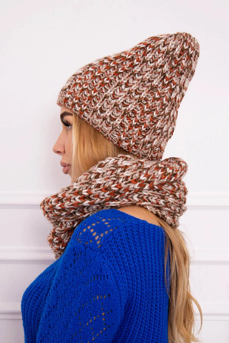 Dámska fleecová súprava Merry K202 hnedá + červená UNI