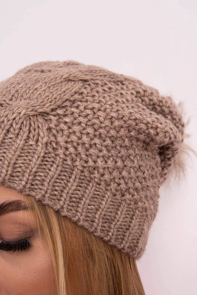 Sandra K210 tmavo béžová fleecová čiapka UNI