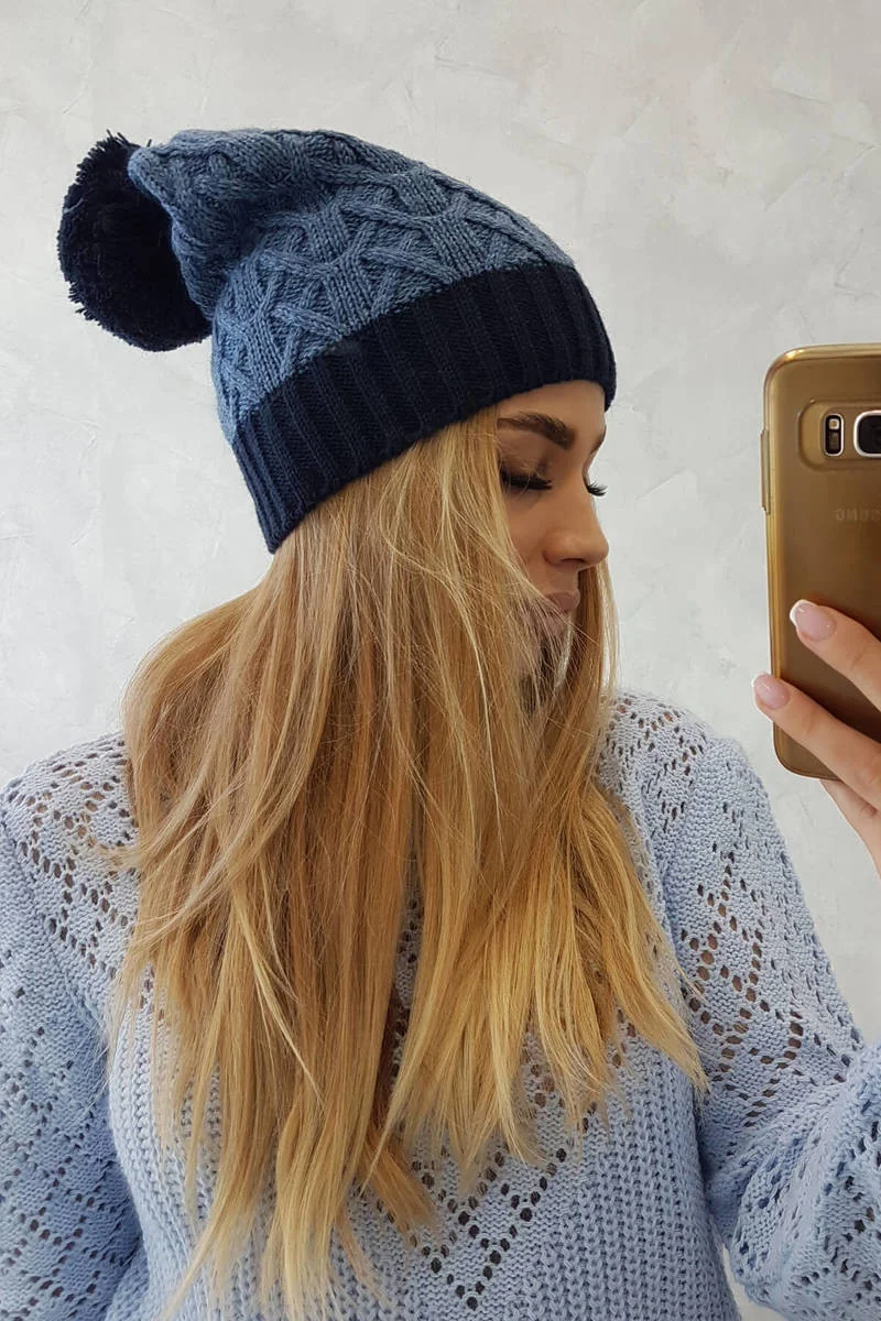 Bibiana fleecová čiapka K264 navy blue+jeans UNI