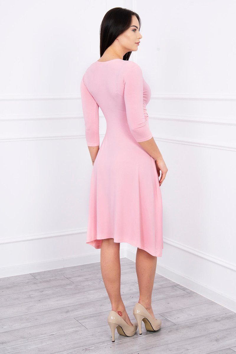 Šaty s průstřihem pod prsy pudrově růžové XL