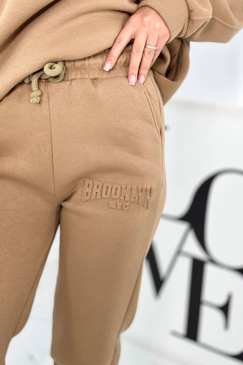 Izolovaná bavlněná souprava, mikina + kalhotami Brooklyn Velbloud UNI