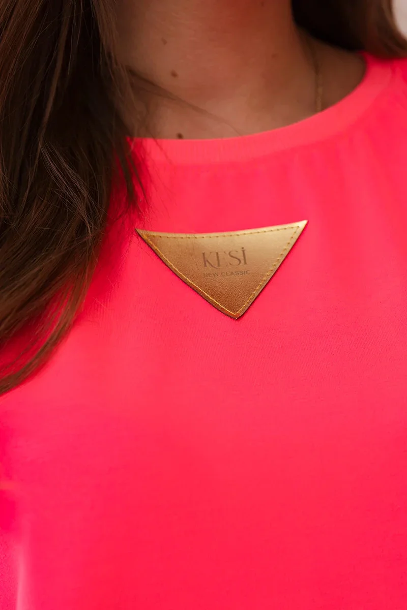 Bavlněná halenka s volánky na ramenou Růžový neon UNI (obrázek 4)