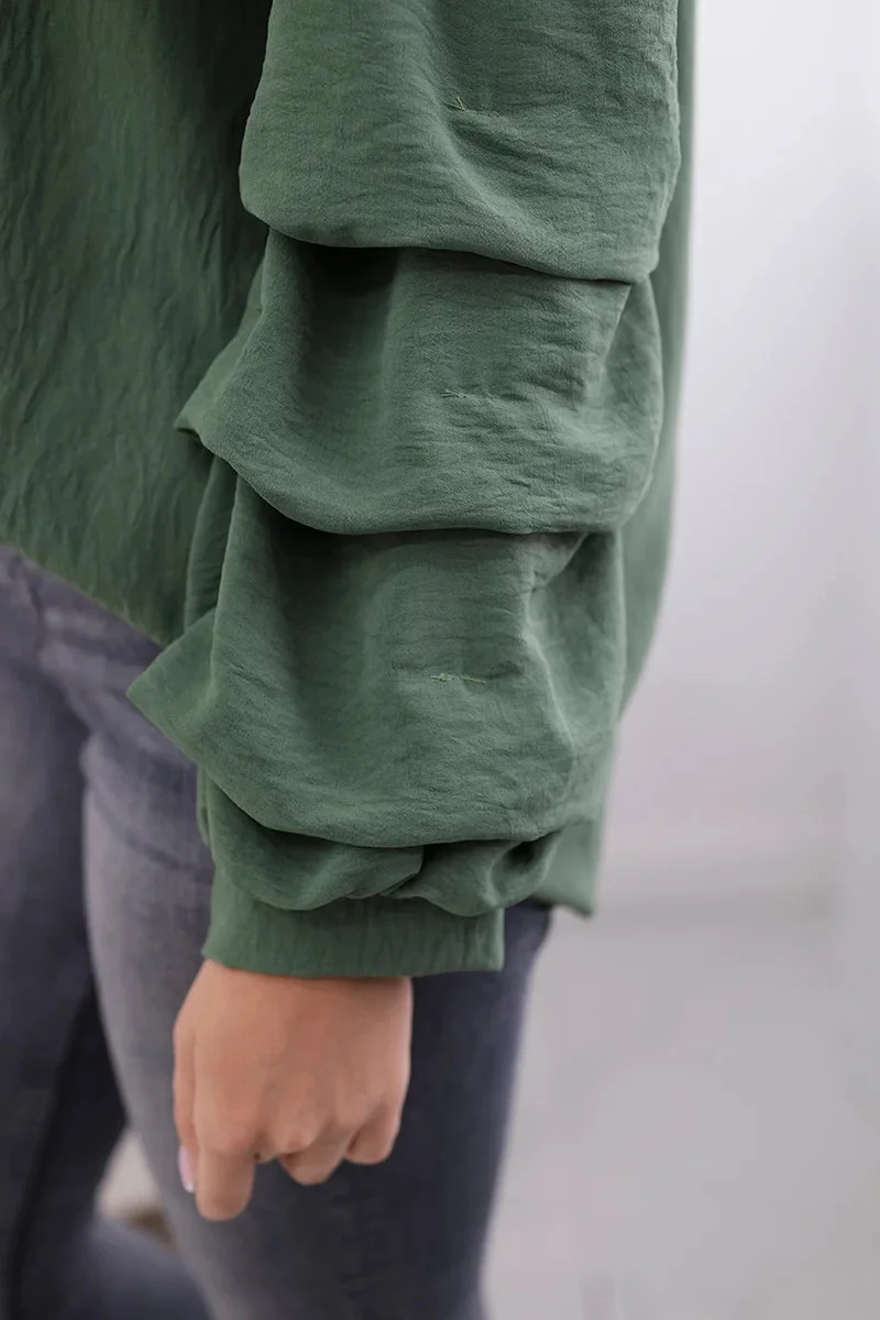 Španělská halenka s ozdobnými rukávy khaki UNI (obrázek 3)