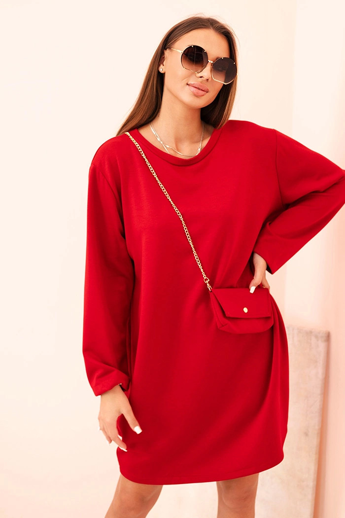 Dámske viskózové Plus veľkosť sukne s reťazou taška červená UNI