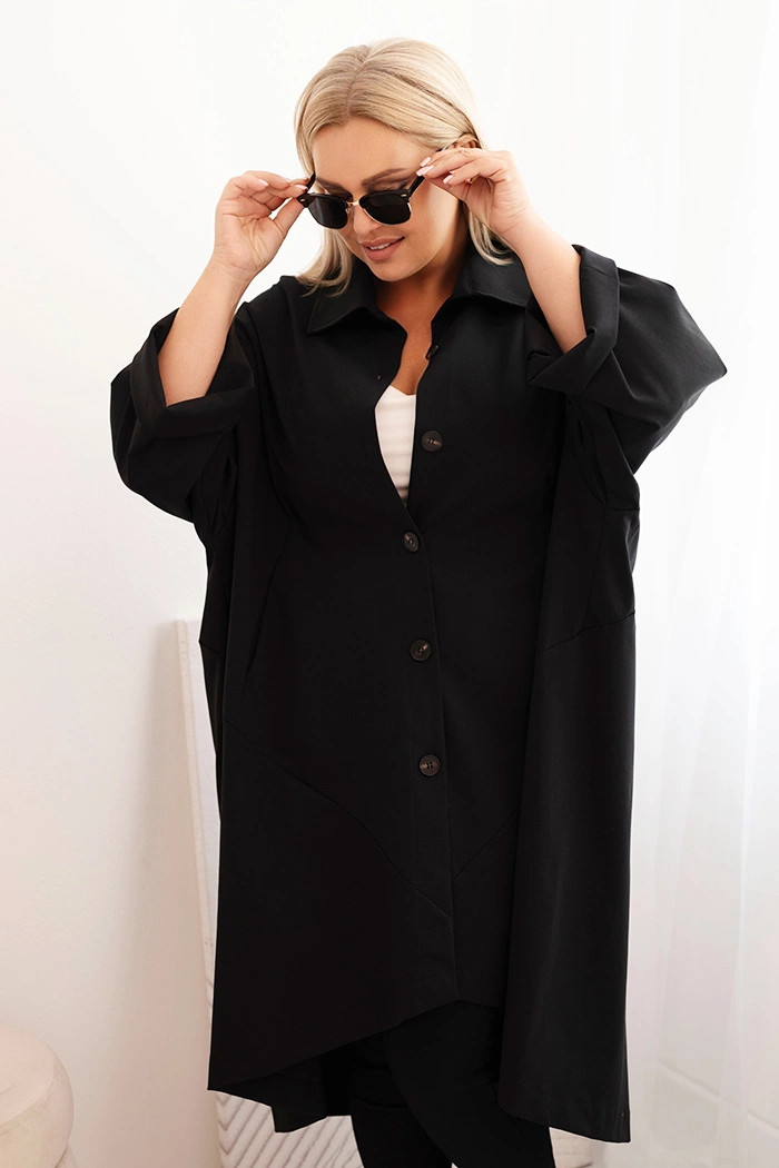 Dámsky plus size overal Punto s bavlnou a gombíkmi čierny UNI