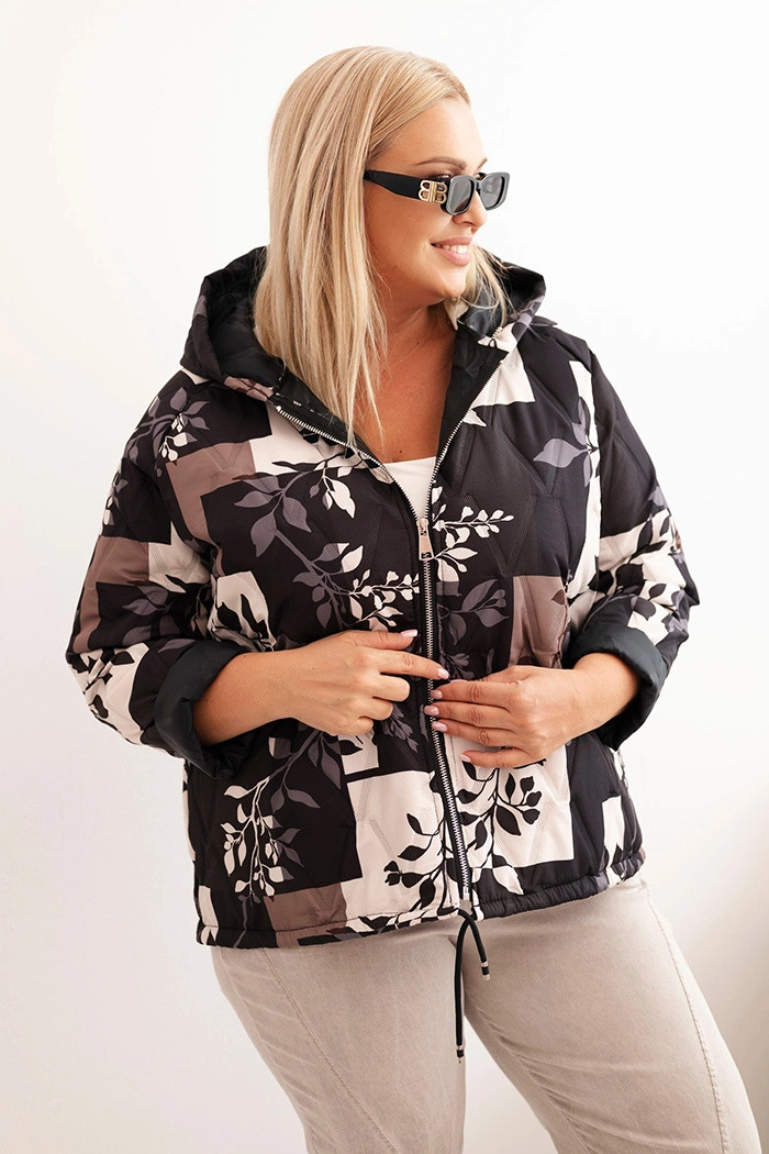 Dámska bunda s kapucňou a predĺženým zadným dielom v čiernej farbe UNI