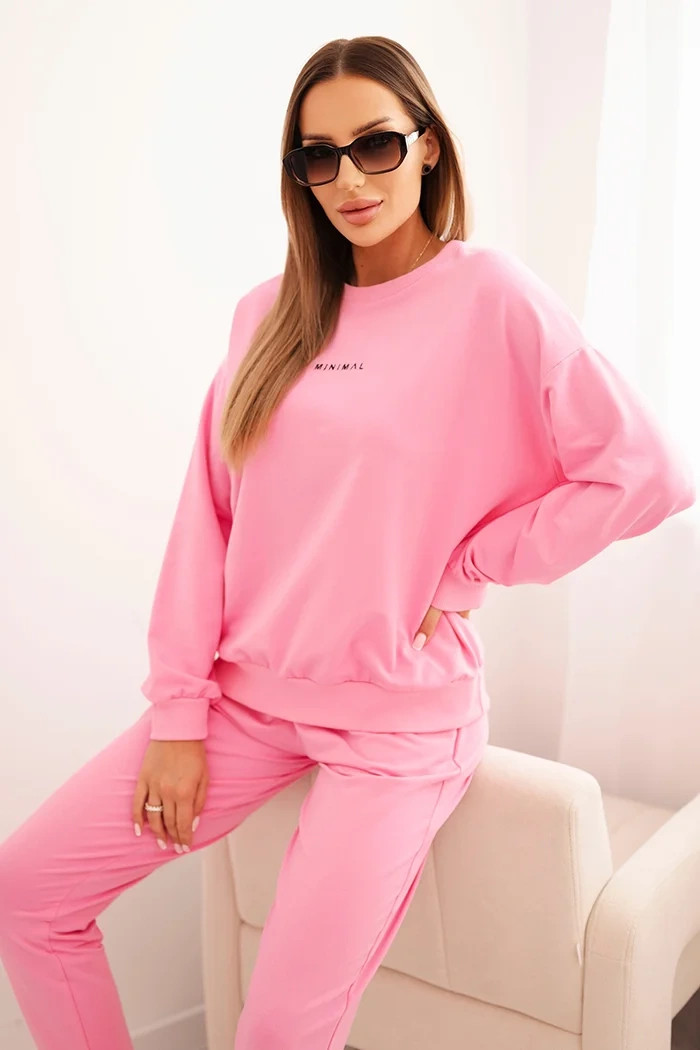 Dámska bavlnená súprava s potlačou Minimal light pink UNI