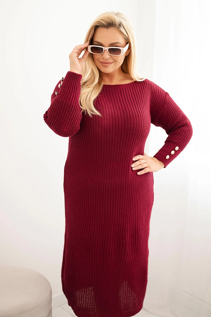 Dámské svetrkové šaty Plus Size s mohair bordó UNI (obrázek 4)