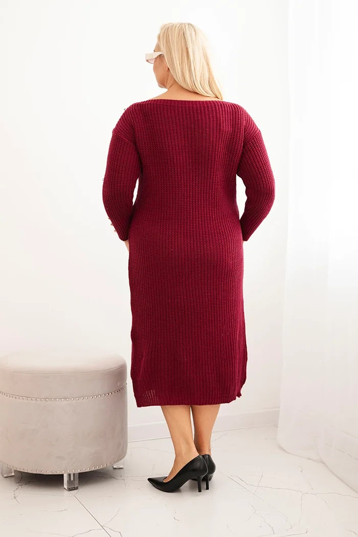 Dámské svetrkové šaty Plus Size s mohair bordó UNI (obrázek 3)
