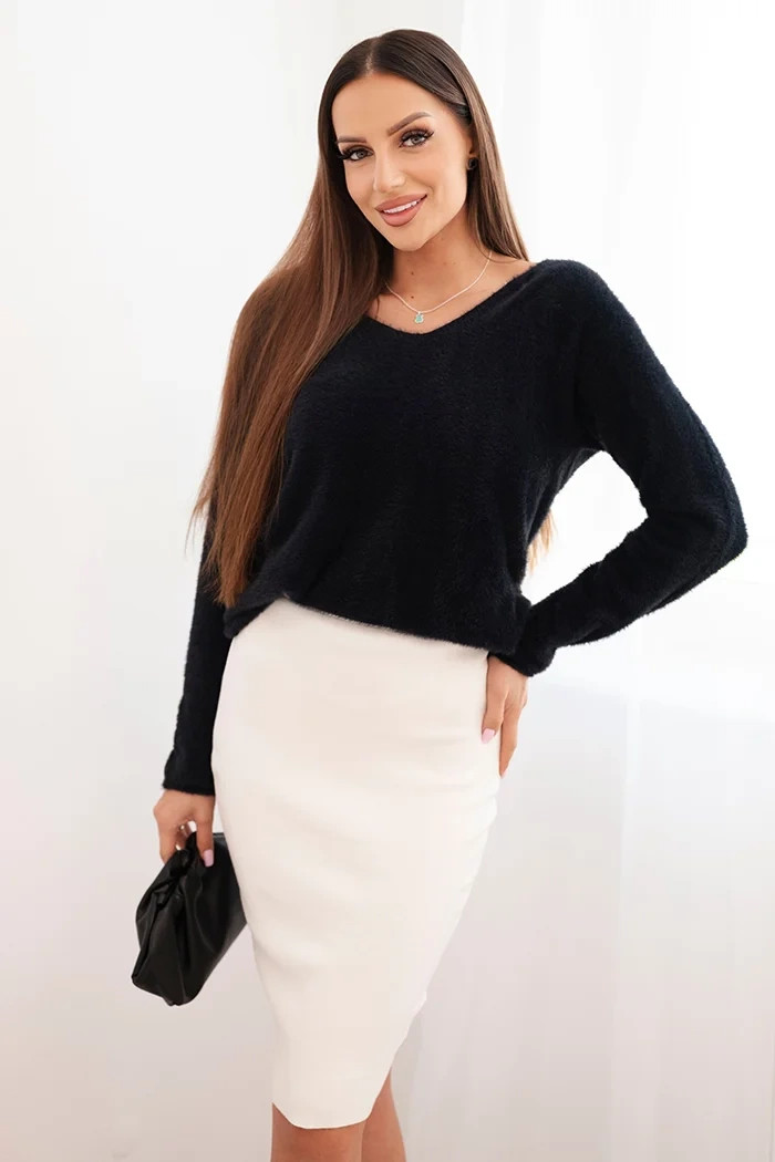 Dámska sukňa z elastického viskózového úpletu ecru UNI