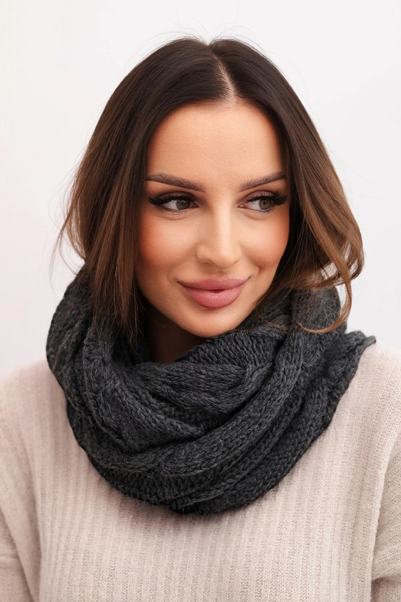 Dámsky pletený vlnený komín mäkký a teplý KN23 graphite UNI