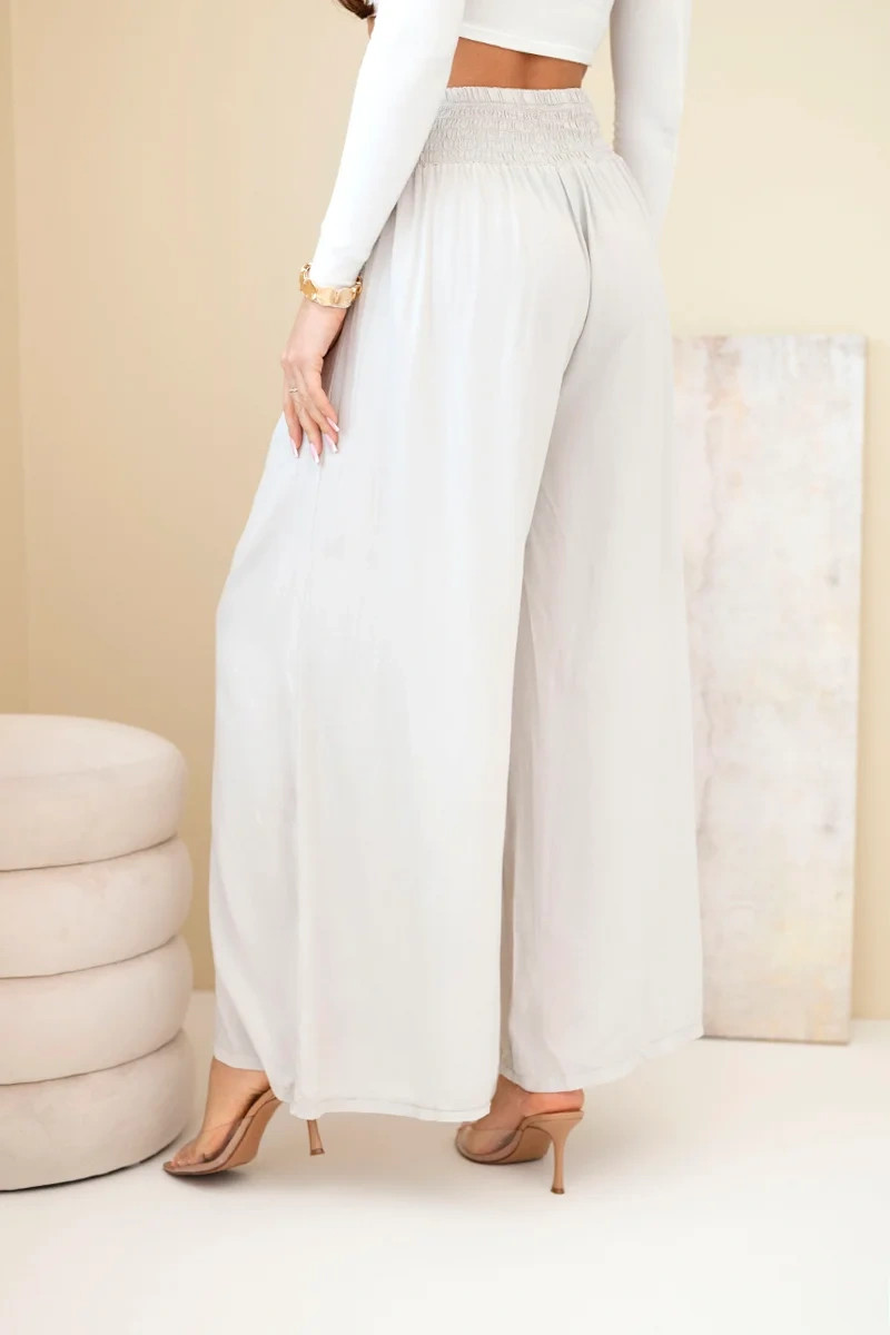 Dámské viskózové kalhoty s elastickým pasem béžové UNI (obrázek 3)