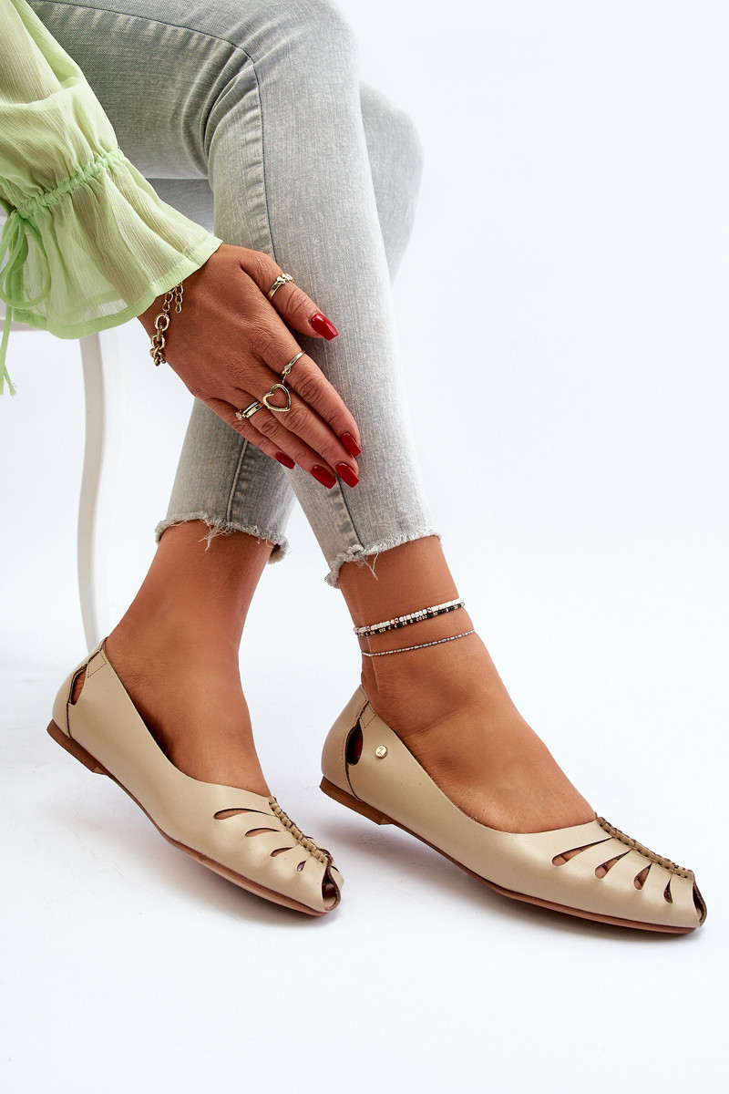 Zazoo 10009 Pohodlné Dámské Kožené Baletky Beige 37