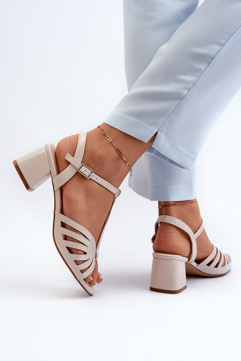Patentované dámské sandály na vysokém podpatku Sergio Leone Béžová Velikost: 40