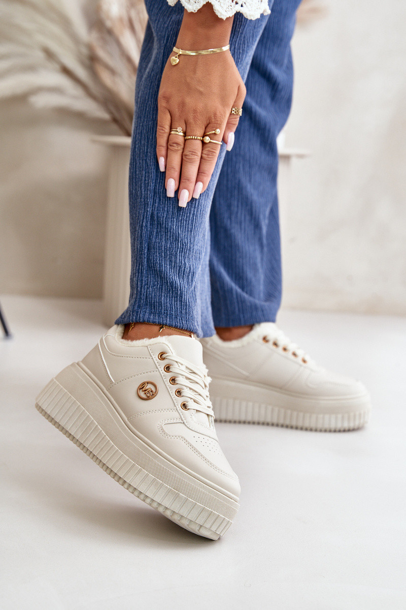Sneakersy Sportovní Boty Dámské Zateplené Na Masivní Podešvi Béžové Verissha 40 (obrázek 4)