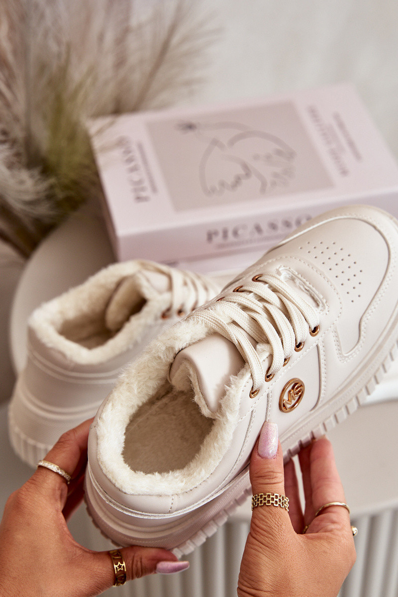 Sneakersy Sportovní Boty Dámské Zateplené Na Masivní Podešvi Béžové Verissha 40 (obrázek 3)