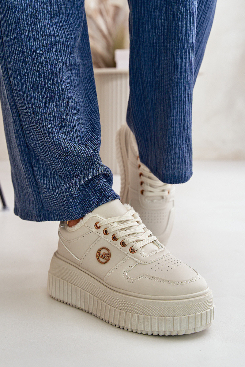 Sneakersy Sportovní Boty Dámské Zateplené Na Masivní Podešvi Béžové Verissha 40 (obrázek 7)